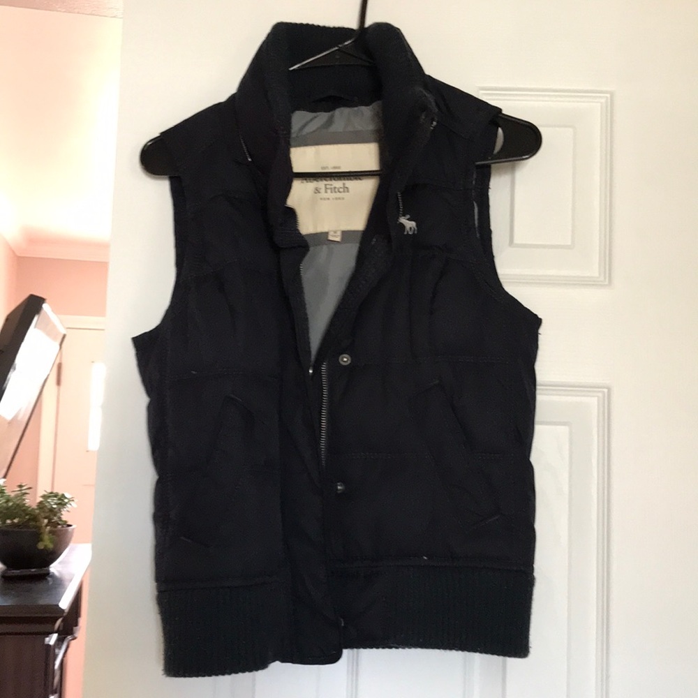 Navy Abercrombie partial down vest
